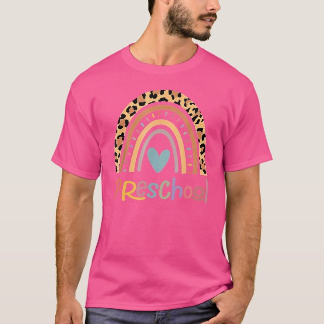Leopard Boho Rainbow Zurück zur Schule T-Shirt (Vorderseite)