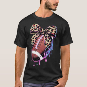 Leopard Bow Football Tropfen Mama Schwester Girls T-Shirt