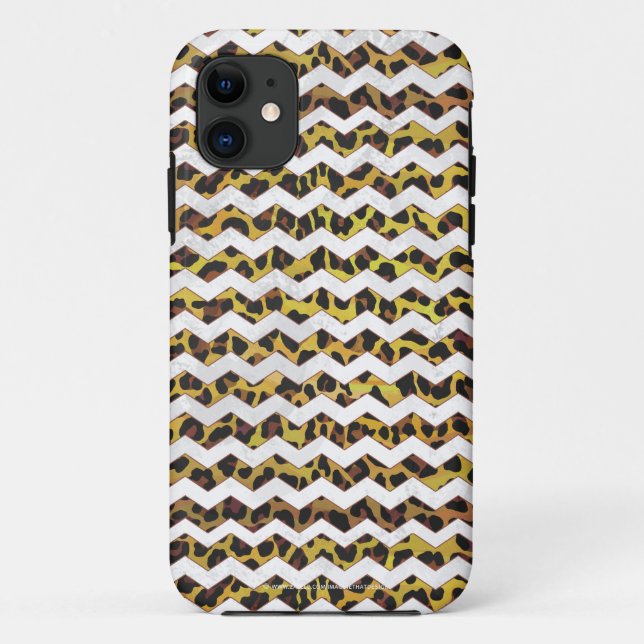 Leopard Brown and Yellow Cevron Print Case-Mate iPhone Hülle (Rückseite)