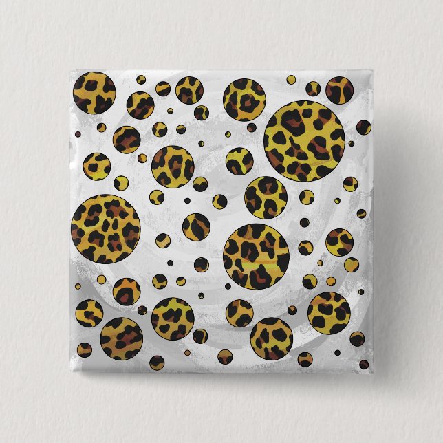Leopard Brown and Yellow Polka Dot Button (Vorderseite)
