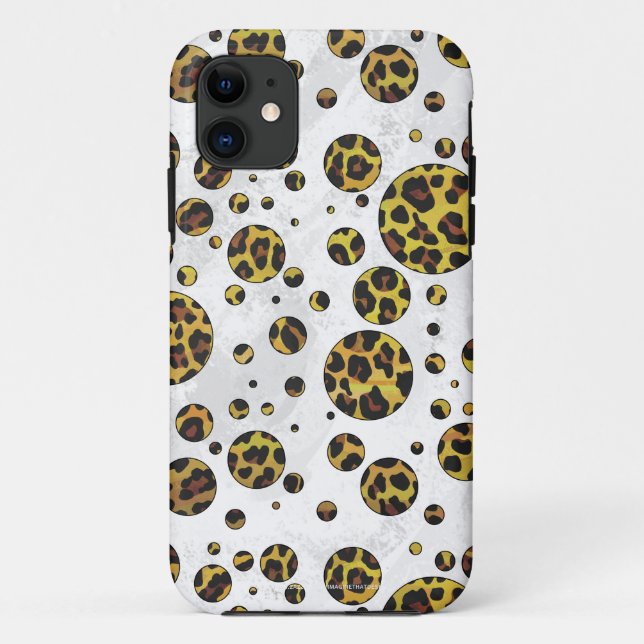 Leopard Brown and Yellow Polka Dot Case-Mate iPhone Hülle (Rückseite)