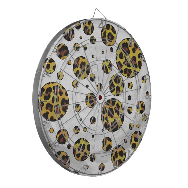 Leopard Brown and Yellow Polka Dot Dartscheibe (Vorderseite Links)