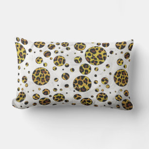 Leopard Brown and Yellow Polka Dot Lendenkissen