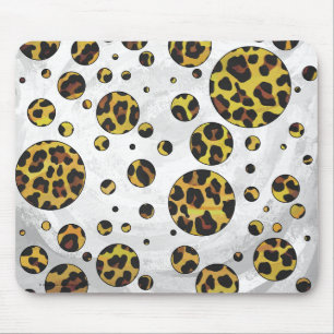 Leopard Brown and Yellow Polka Dot Mousepad