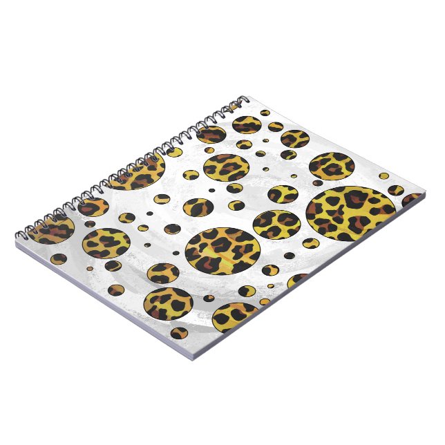 Leopard Brown and Yellow Polka Dot Notizblock (Linke Seite)