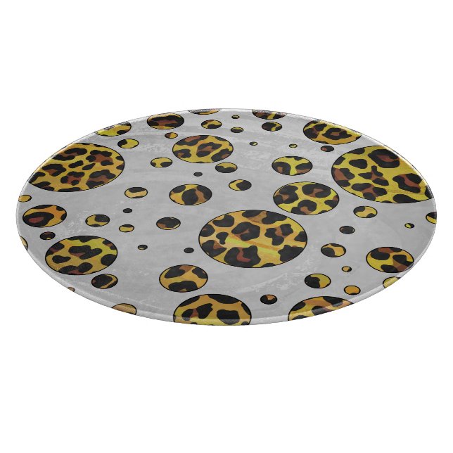 Leopard Brown and Yellow Polka Dot Schneidebrett (Ecke)