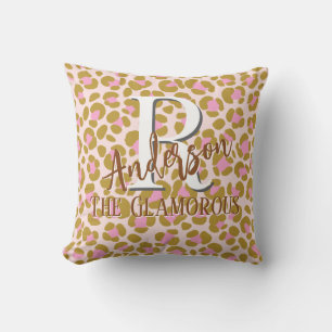 Leopard Brown Pink Beige Personalisiert Kissen