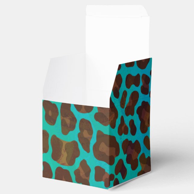 Leopard Brown und Aquamarin Print Geschenkschachtel (Geöffnet)