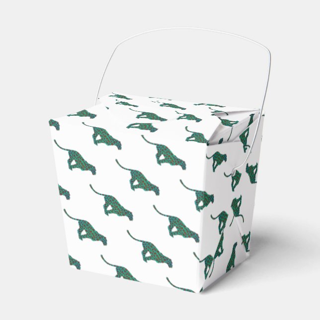 Leopard Brown und Aquamarin Print Geschenkschachtel (Vorderseite)
