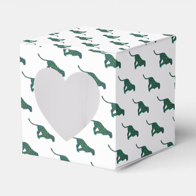 Leopard Brown und Aquamarin Print Geschenkschachtel (Vorderseite)