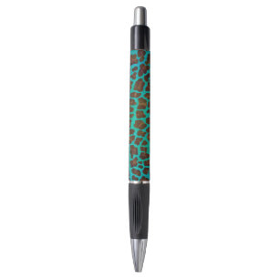 Leopard Brown und Aquamarin Print Kugelschreiber