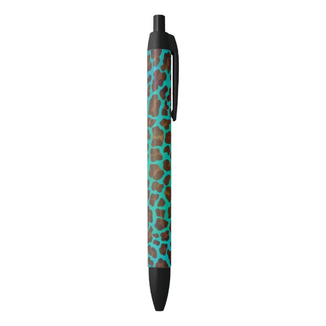 Leopard Brown und Aquamarin Print Kugelschreiber (Unterseite (Vertikal))