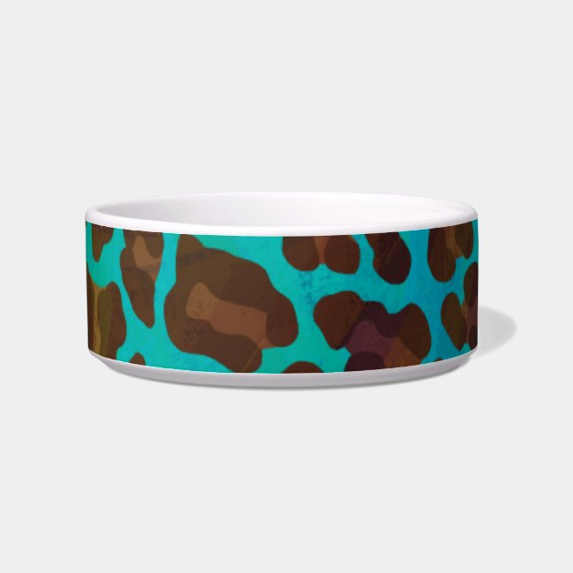 Leopard Brown und Aquamarin Print Napf (Rechts)