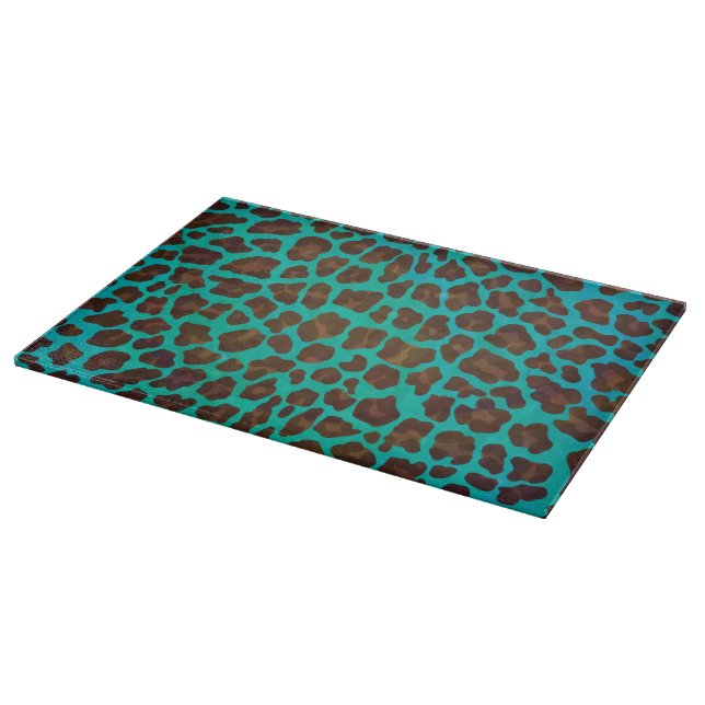 Leopard Brown und Aquamarin Print Schneidebrett (Ecke)