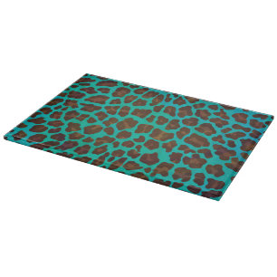 Leopard Brown und Aquamarin Print Schneidebrett