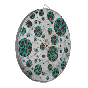Leopard Brown und Aquamarin PrintPolka Dots Dartscheibe
