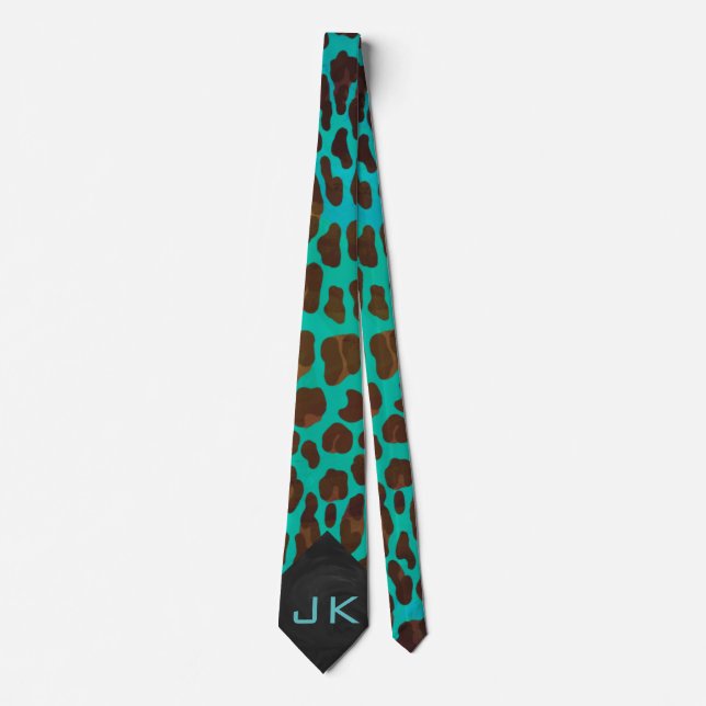 Leopard Brown und Aquamarine Krawatte (Vorderseite)