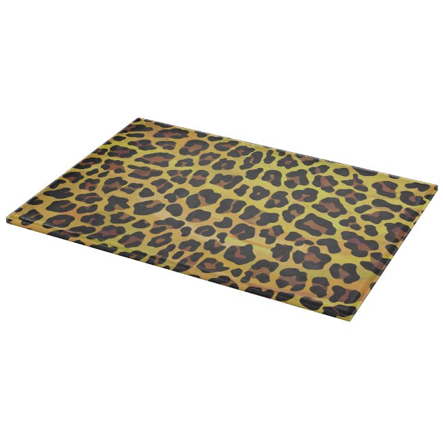 Leopard, Brown und Gelb-Druck-Glasplatine Schneidebrett (Ecke)