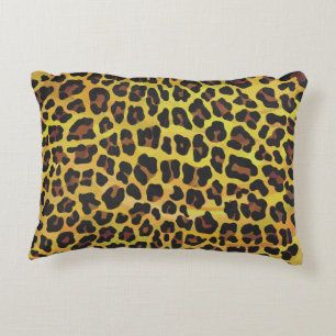 Leopard Brown und Gelb Print Dekokissen