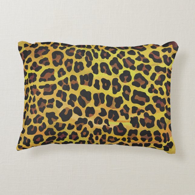 Leopard Brown und Gelb Print Dekokissen (Rückseite)