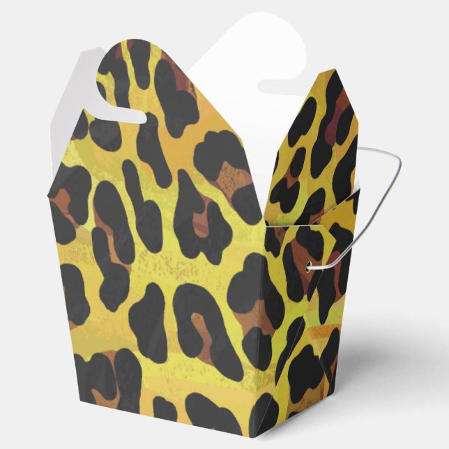 Leopard Brown und Gelb Print Geschenkschachtel (Geöffnet)