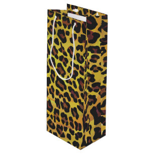 Leopard Brown und Gelb Print Geschenktüte Für Weinflaschen