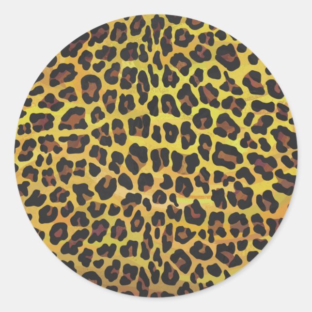 Leopard Brown und Gelb Print Runder Aufkleber (Vorderseite)