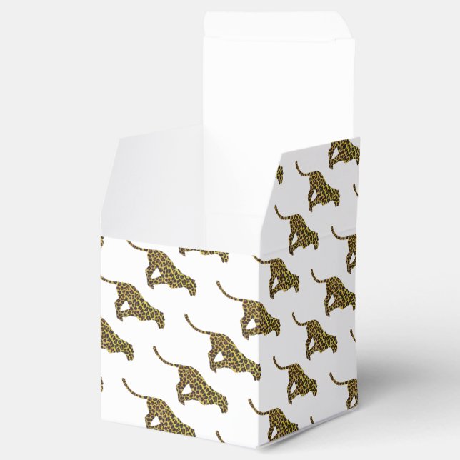 Leopard Brown und Gelbe Siloette Geschenkschachtel (Geöffnet)