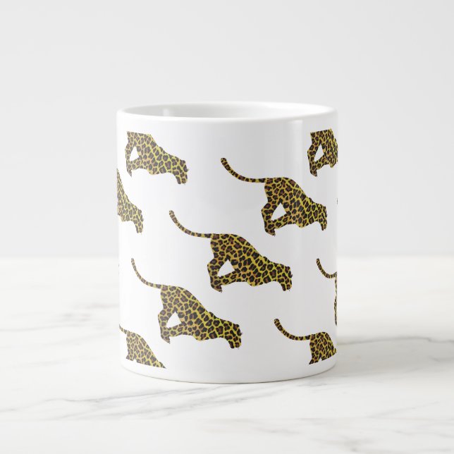 Leopard Brown und Gelbe Siloette Jumbo-Tasse (Vorderseite)