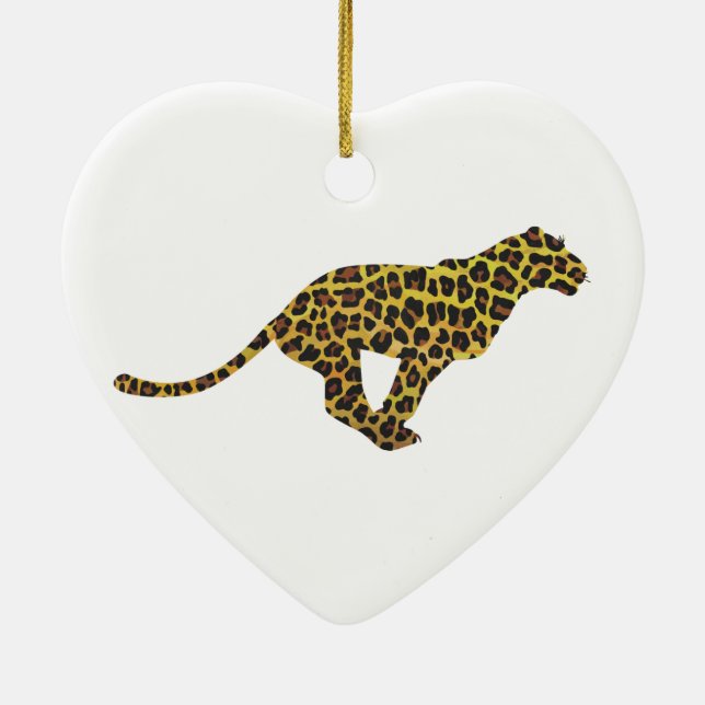 Leopard Brown und Gelbe Siloette Keramikornament (Hinten)
