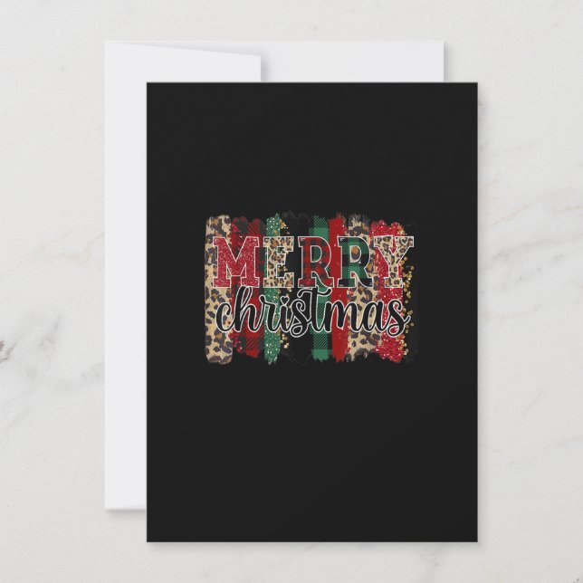 Leopard Buffalo Kariert Frohe Weihnachten Weihnach Einladung (Vorderseite)