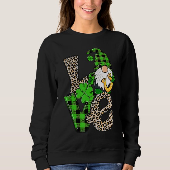 Leopard Buffalo Kariert Gnomies St Patricks Day Gn Sweatshirt (Vorderseite)