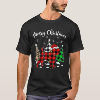 Leopard Buffalo Plaid Brussels Griffon Dog Christm T-Shirt