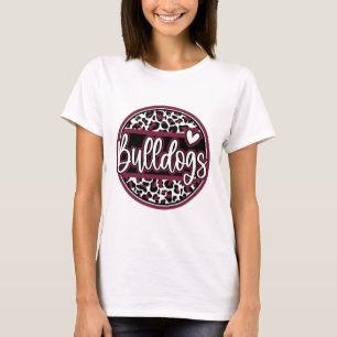 Leopard Bulldogs Schulgeist Name Fan Team Rücken T-Shirt
