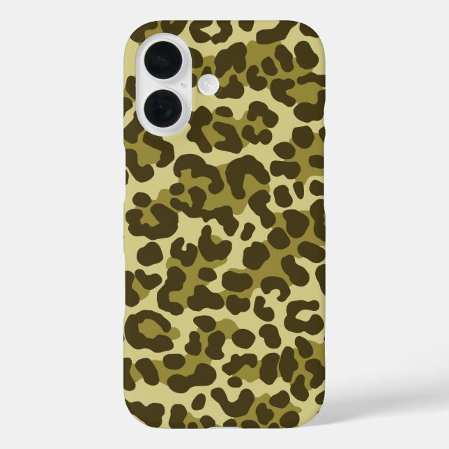 Leopard Camouflage Green iPhone 16 Hülle (Rückseite)