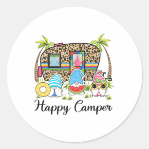 Leopard Camping Rv Gnom Camper Glücklicher Sommer Runder Aufkleber