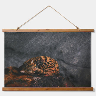 Leopard Cat Wandteppich Mit Holzrahmen