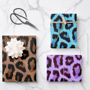 Leopard Cheetah Animal Fur Print Muster Geschenkpapier Set