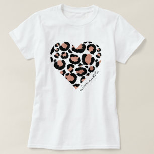 Leopard Cheetah Animal Muster Herzname T-Shirt