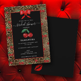 Leopard Cheetah Animal Print Cherry Bridal Shower Einladung