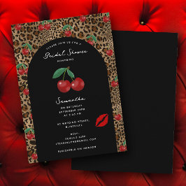 Leopard Cheetah Animal Print Cherry Bridal Shower Einladung