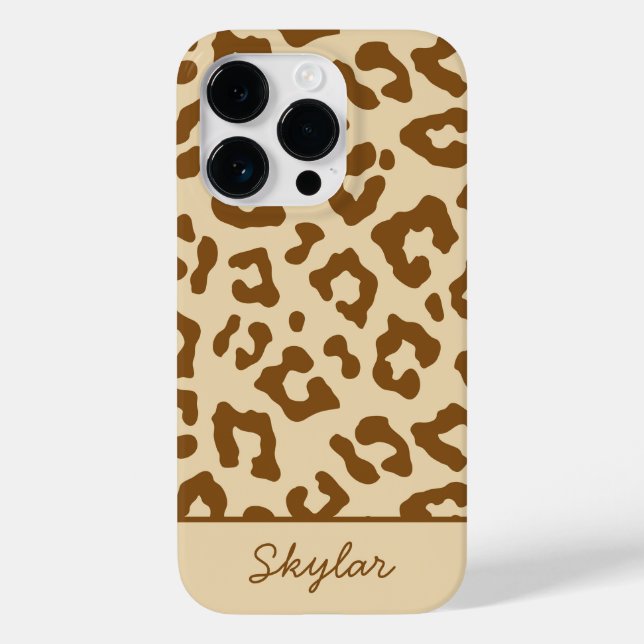 Leopard Cheetah Animal Print Custom Curry Name Case-Mate iPhone 14 Pro Hülle (Rückseite)