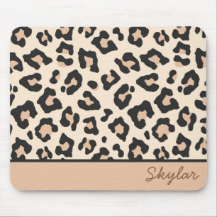Leopard Cheetah Animal Print Custom Curry Name Mousepad