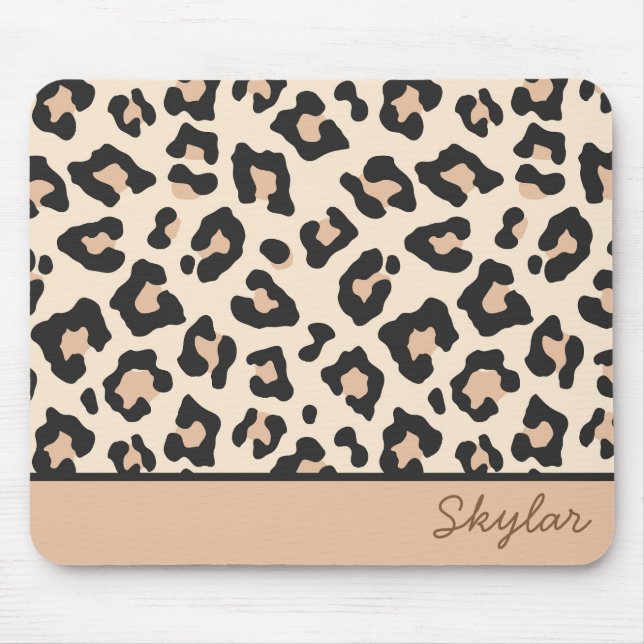 Leopard Cheetah Animal Print Custom Curry Name Mousepad (Vorne)
