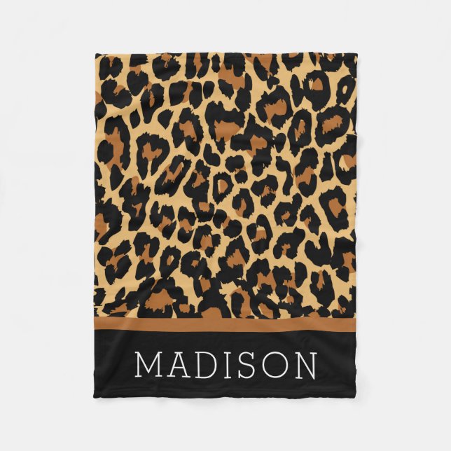Leopard Cheetah Animal Print Muster Baby Girl Fleecedecke (Vorderseite)