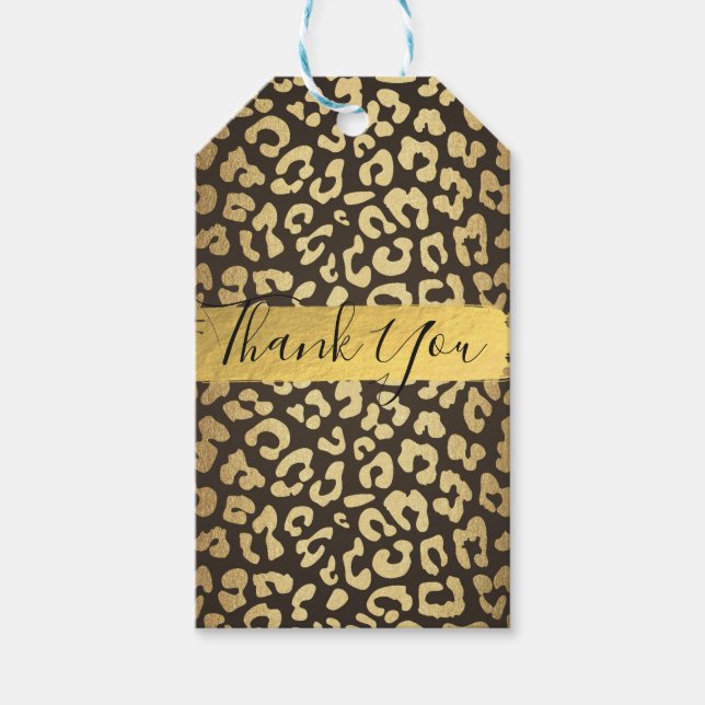 Leopard Cheetah Animal Skin Print Gold Gefallen Geschenkanhänger (Vorderseite)