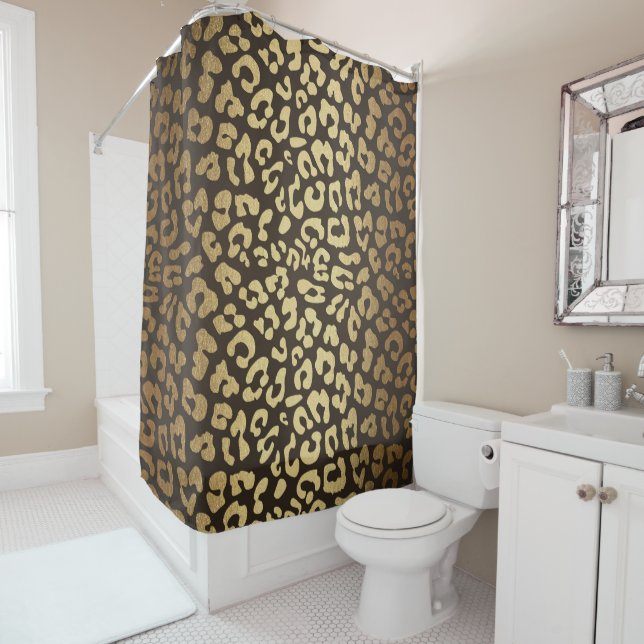 Leopard Cheetah Animal Skin Print Modern Glam Gold Duschvorhang (Beispiel)