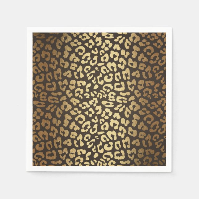 Leopard Cheetah Animal Skin Print Modern Glam Gold Serviette (Vorderseite)
