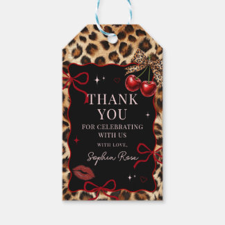 Leopard Cheetah Cherry Birthday Gift Tags Geschenkanhänger