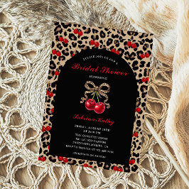 Leopard Cheetah Coquette Cherry Bridal Shower Einladung